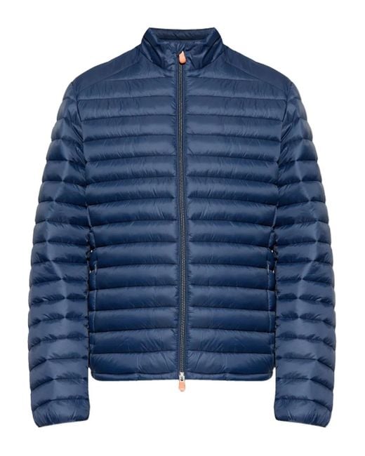 Save The Duck Blue Zip-Up Quilted Jacket for men