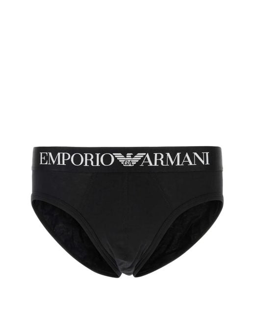 Emporio Armani Black Logo-Waistband Briefs for men