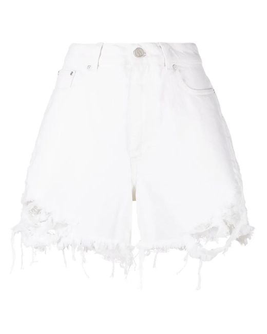 Stella McCartney White Distressed Denim Shorts