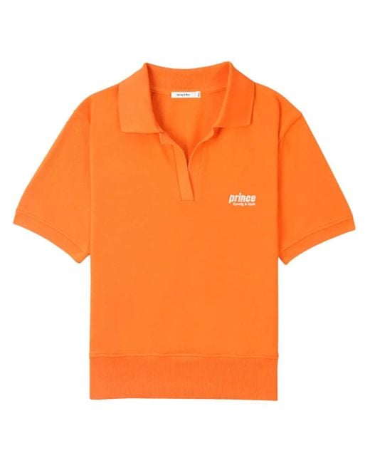 Sporty & Rich Orange Polo En Coton À Logo Brodé