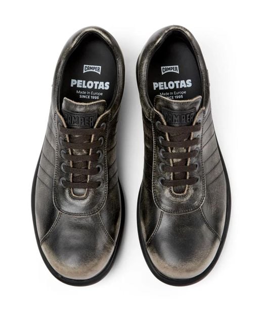 Camper Black Pelotas Ariel Distressed Leather Sneakers for men