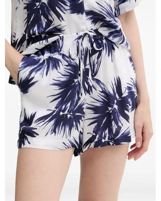 DKNY Blue Leaf-Print Pajama Set