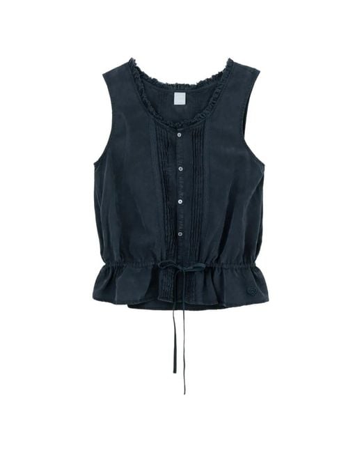 AAPE BY A BATHING AP Blue Pin-Tuck Drawstring Top