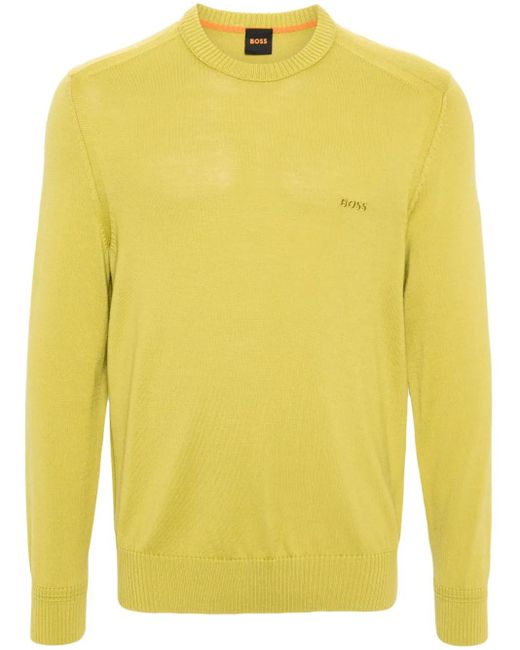 Boss Yellow Logo-Embroidered Sweater for men
