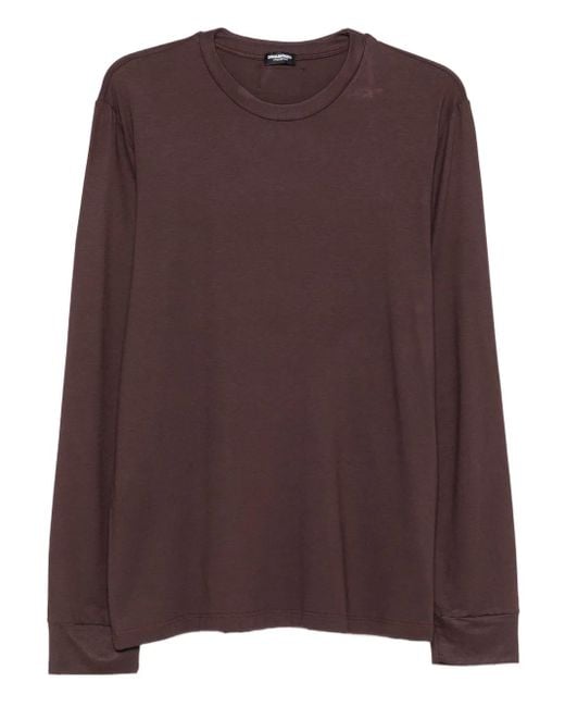 DSquared² Brown Long-Sleeve Crew-Neck Sweater for men