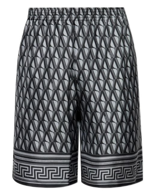 Versace Black Short À Bordure Greca for men
