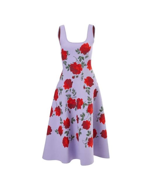 Carolina Herrera White Rose Jacquard Fit-And-Flare Dress