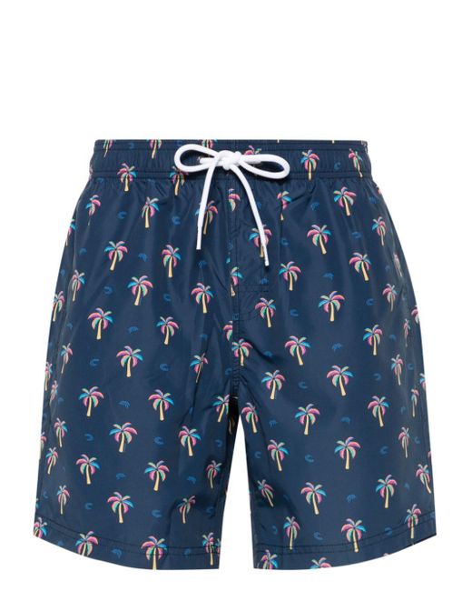 Sundek Blue Palm Tree-print Swim Shorts for men