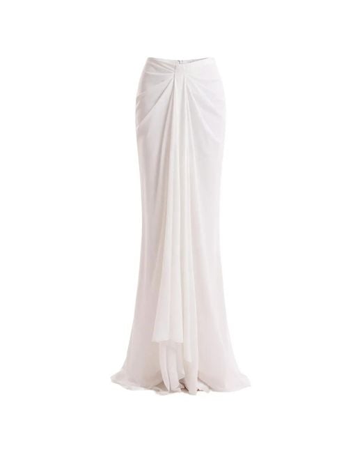 Gemy Maalouf White Draped Long Skirt