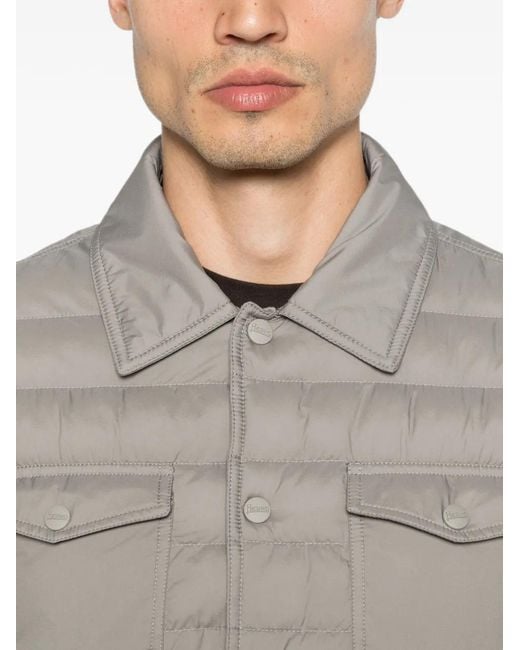 Herno Gray Quilted Press-Stud Jacket for men