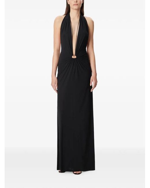 Amazuìn Black Joele Halter V-Neck Maxi Dress