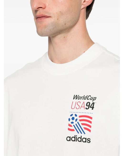 Adidas White Cotton T-Shirt for men