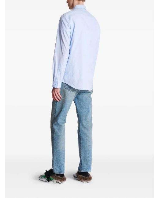 Balmain Blue Logo-Embroidered Shirt for men