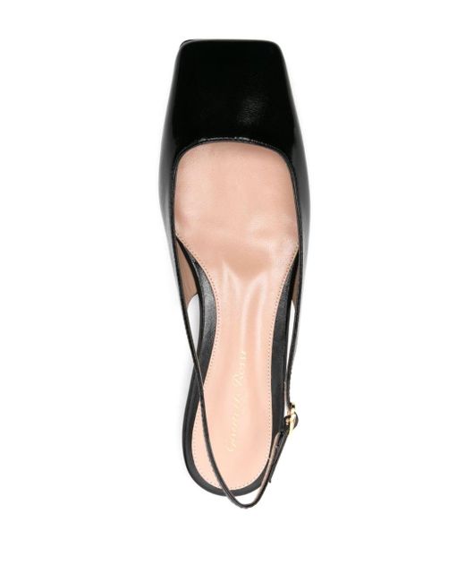 Gianvito Rossi Black Square-toe Slingback Ballerina Shoes