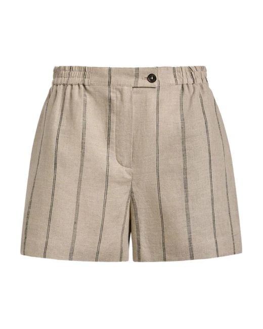 12 STOREEZ Natural Striped-Pattern Elasticated-Waistband Shorts