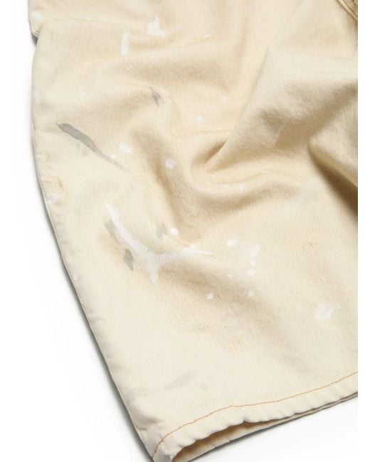 Acne Natural Distressed Denim Shorts for men