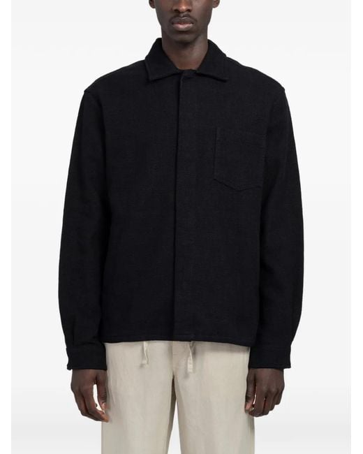 Minimum Blue Brock Ovz Patch-Pocket Concealed-Fastening Jacket for men