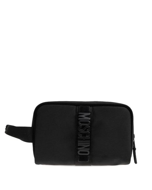 Moschino Black Logo Zip Clutch Bag for men