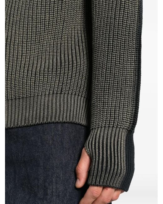 Comme des Garçons Gray Ribbed-Knit Raglan-Sleeve Sweater for men