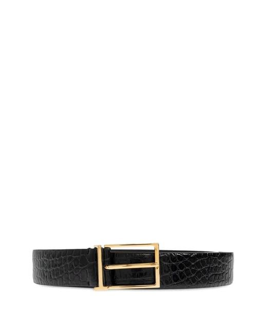 Tom Ford White Crocodile-Effect Buckled Belt for men