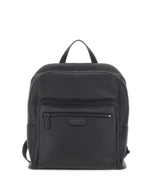 Gianni Chiarini Black Florence Zip Leather Backpack