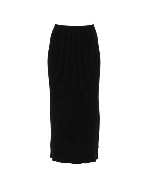AROVESCIO Black Ribbed-Knit Skirt