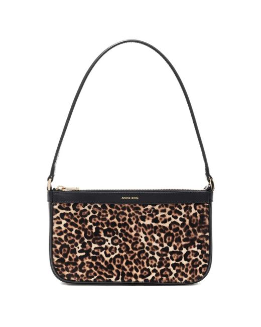 Anine Bing Elly Mini-Schoudertas Met Luipaardprint in het White