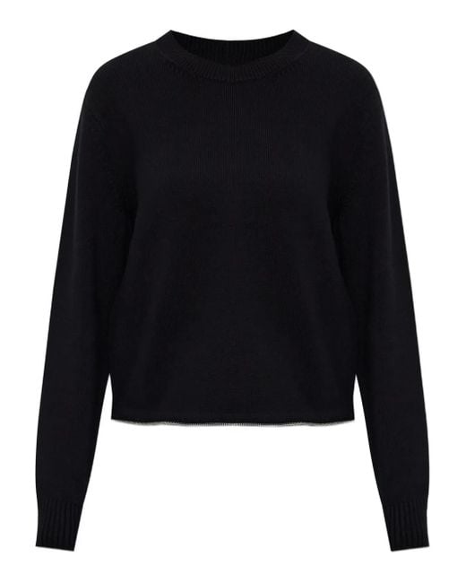 Helmut Lang Black Crew-Neck Cropped Sweater
