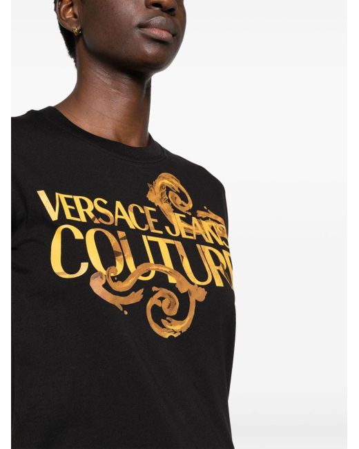 Camiseta con logo estampado Versace de color Black