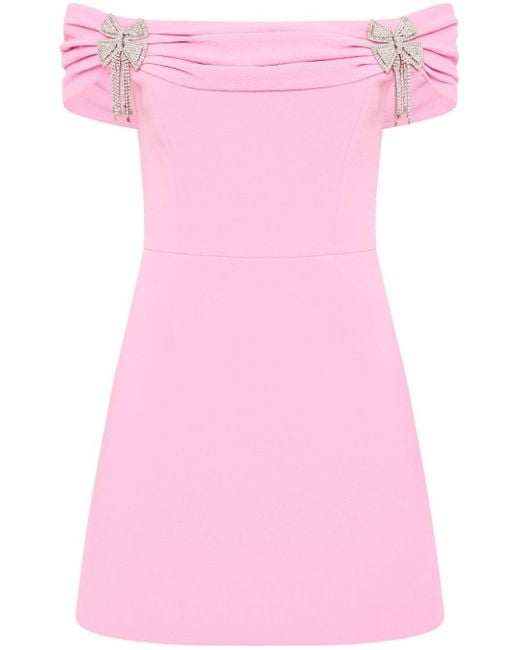 Rebecca Vallance Pink Odetta Bow-Embellished Mini Dress