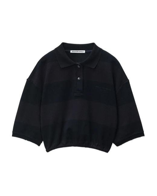 Alexander Wang Blue Cropped Polo Shirt