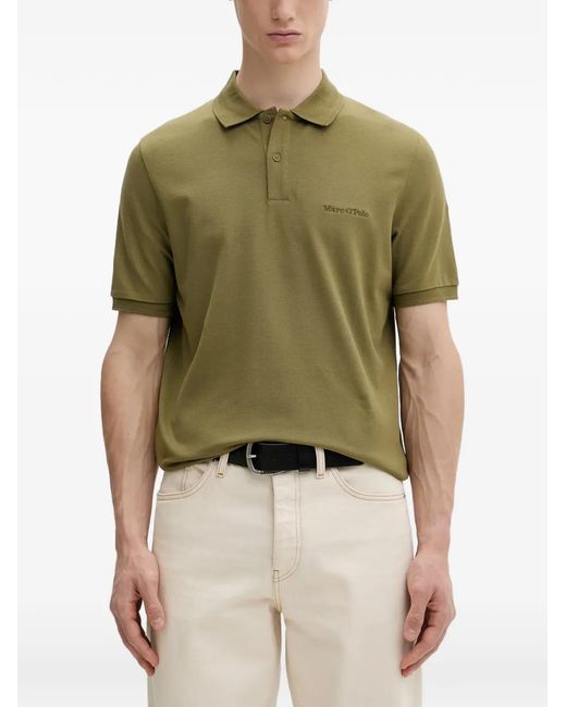 Marc O' Polo Green Logo-Embroidered Piqué Polo Shirt for men