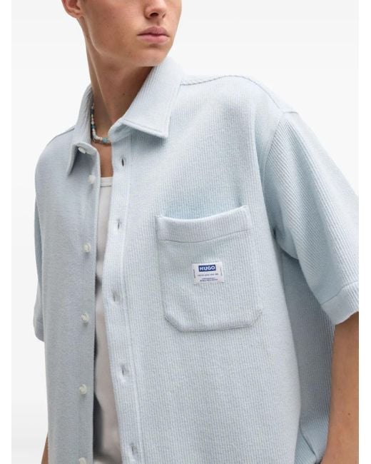 HUGO Blue Ribbed Shirt for men