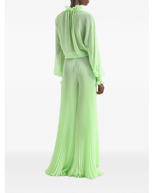 Genny Green Drawstring Fluid Blouse