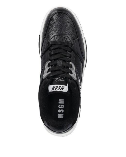MSGM Black Panelled Leather Sneakers for men