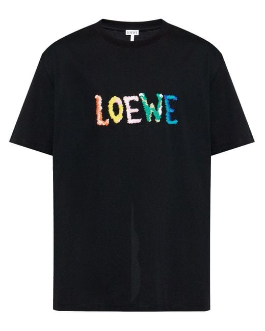 T-Shirt À Logo Brodé Loewe pour homme en coloris Black