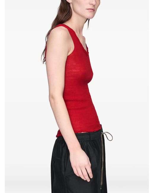 Maison Margiela Red Twist-Neck Knitted Vest Top