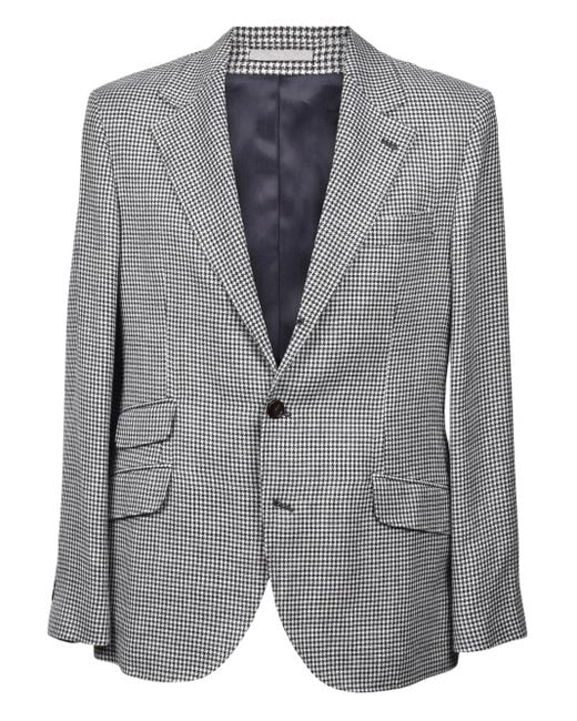 Brunello Cucinelli Gray Houndstooth Suit for men