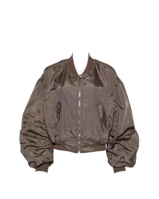 Rick Owens Gray Padded Zip-Up Bomber Jacket