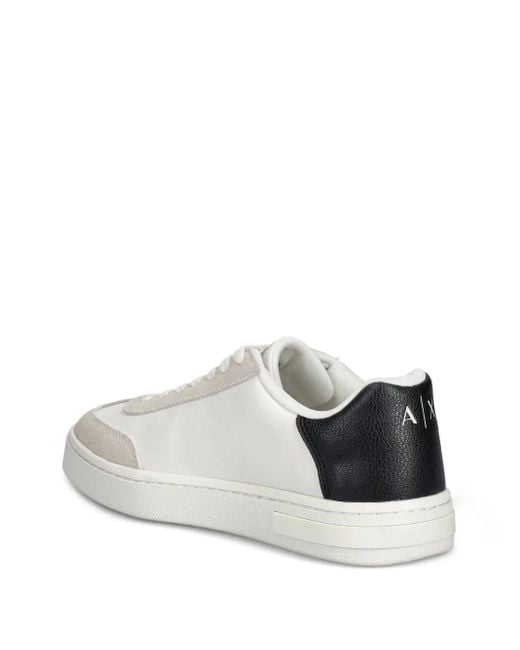 ARMANI EXCHANGE White Panelled Leather Sneakers