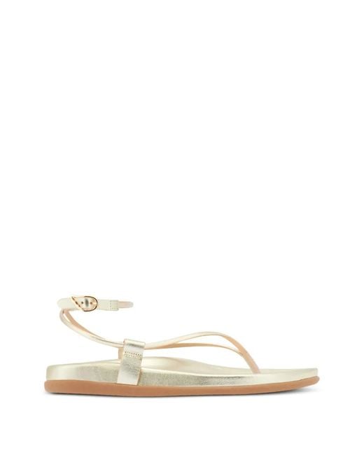 Ancient Greek Sandals White Polistra Buckle-Strap Sandals
