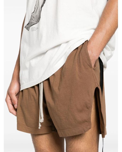 Rick Owens Brown Drawstring Organic Cotton Shorts for men