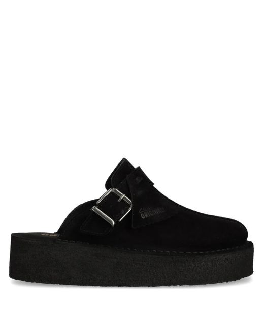 Clarks Black Trek Wedge Slippers