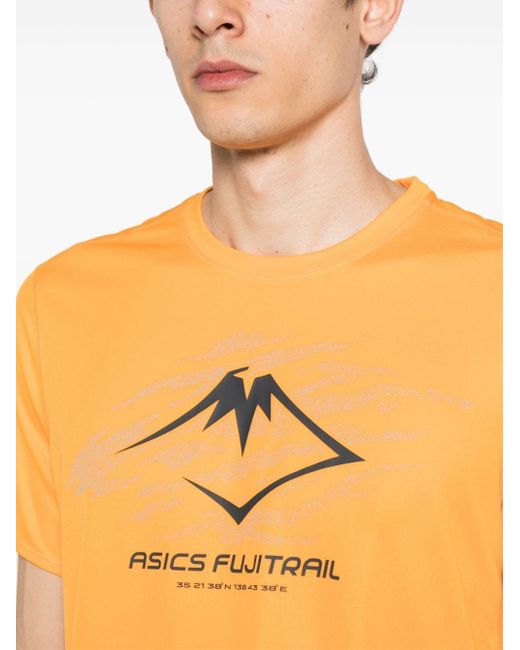 Asics Fujitrail T-Shirt mit Logo-Print in Orange für Herren