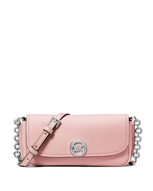Michael Kors Pink Pebbled-Leather Chain-Link Shoulder Bag