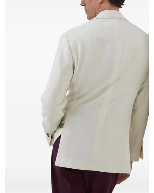 Brunello Cucinelli White Wool-Cashmere Blazer for men