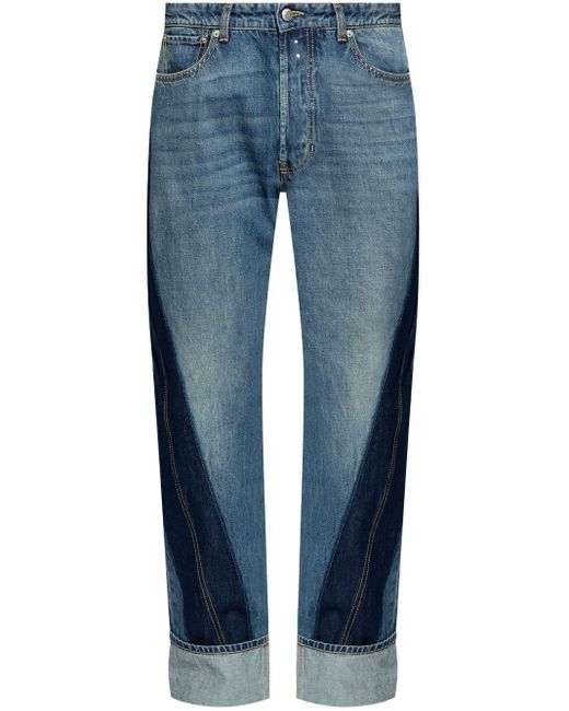 Alexander McQueen Blue Twisted Straight-Leg Jeans for men