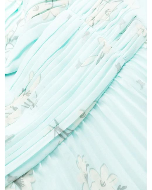 Self-Portrait Blue Floral-Print Chiffon Midi Dress