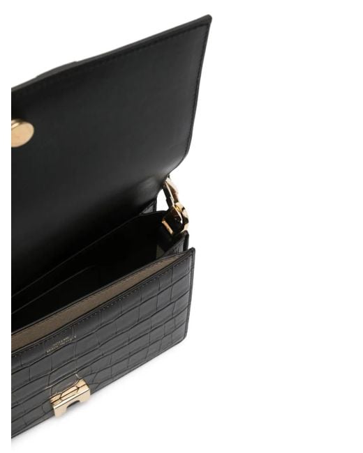 Totême  Black Mini T-Flap Croco-Embossed Bag
