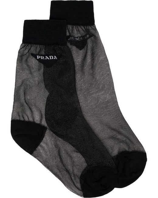 Prada Black Semi-transparente Socken